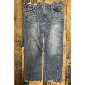 Levis 569 Jeans Mens 38x31  Blue Medium Wash Denim Loose Fit Straight‎ Leg FADED